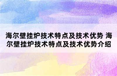 海尔壁挂炉技术特点及技术优势 海尔壁挂炉技术特点及技术优势介绍